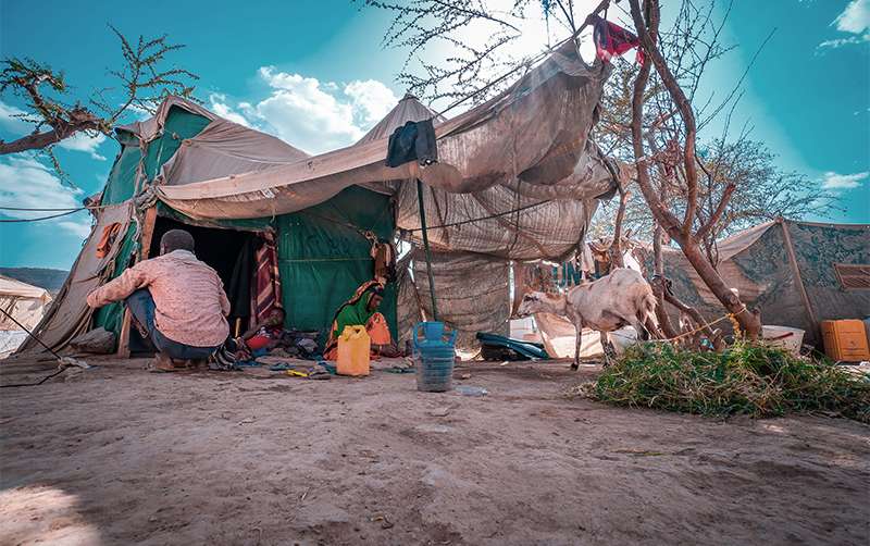  Yemen displaced people in makeshift tent 